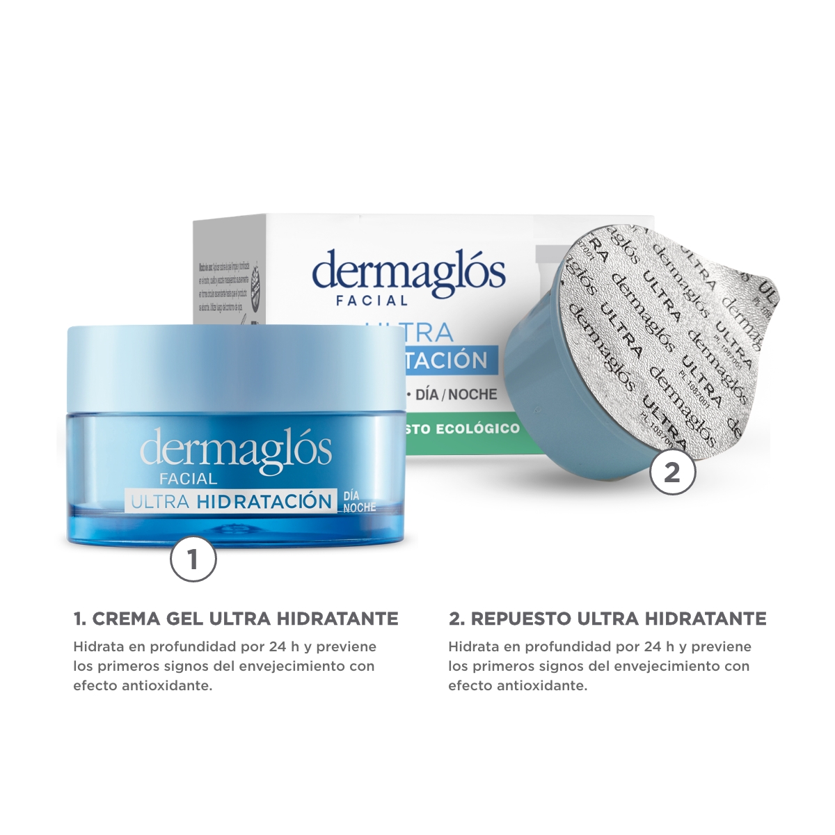 Kit Facial Dermaglós Crema Ultra Hidratación + Repuesto 50 g image number 1