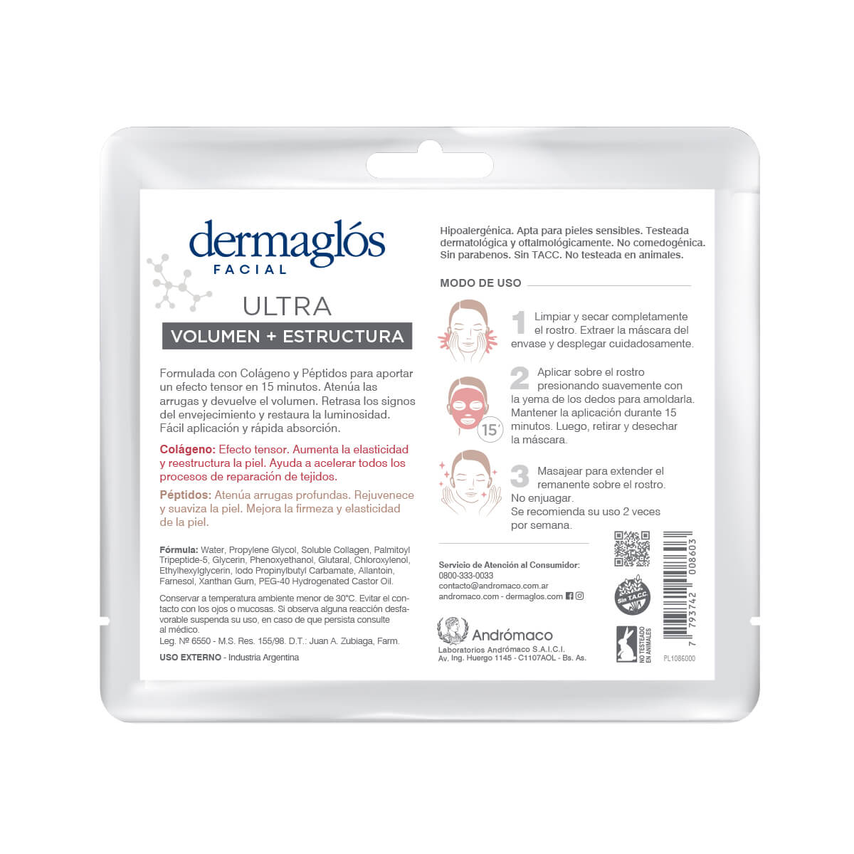 M&aacute;scara de Tela Dermagl&oacute;s Ultra Volumen + Estructura 15 ml