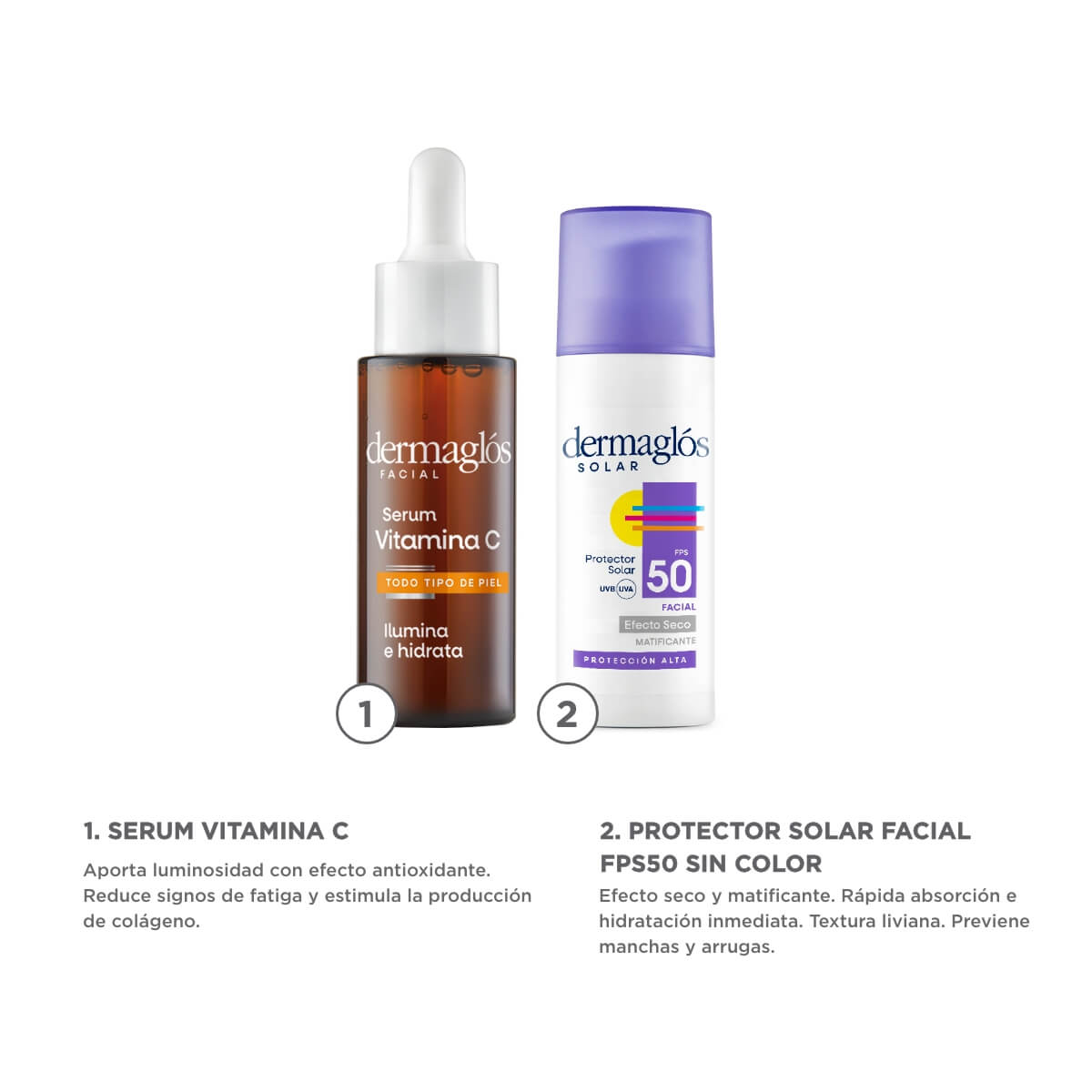 Kit Dermagl&oacute;s Facial Serum Vitamina C + Protector FPS 50 image number 1