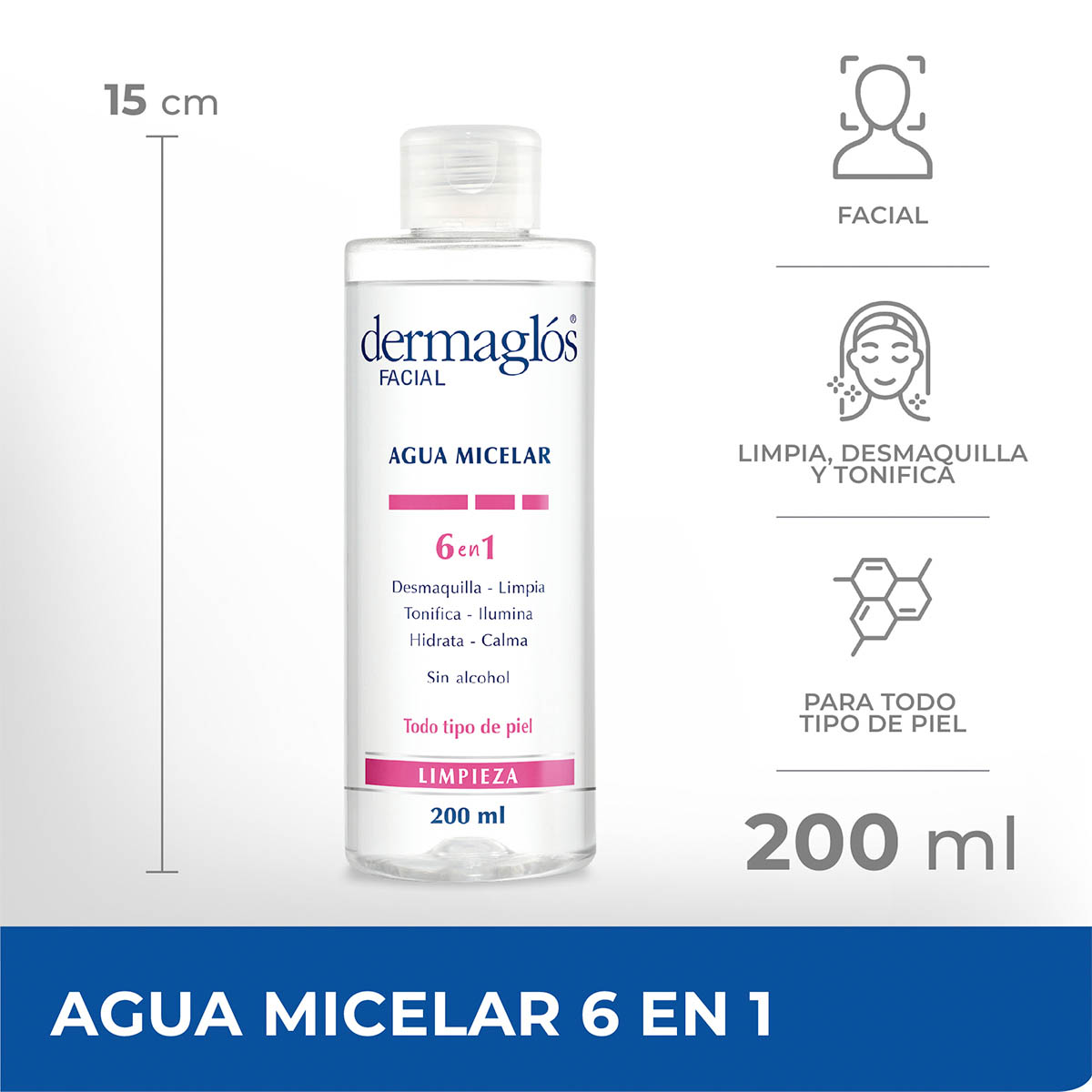 Dermaglós Facial Agua Micelar 200 ml image number 1