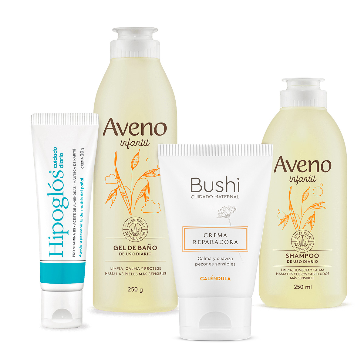 Kit Crema Hipogl&oacute;s + Limpieza Aveno Beb&eacute;s + Crema Bushi image number 0