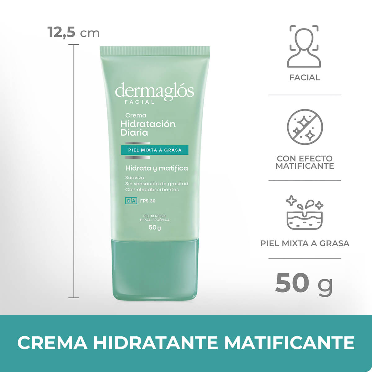 Dermagl&oacute;s Facial Crema Hidrataci&oacute;n Diaria FPS 30 Piel Mixta a Grasa 50 g image number 8