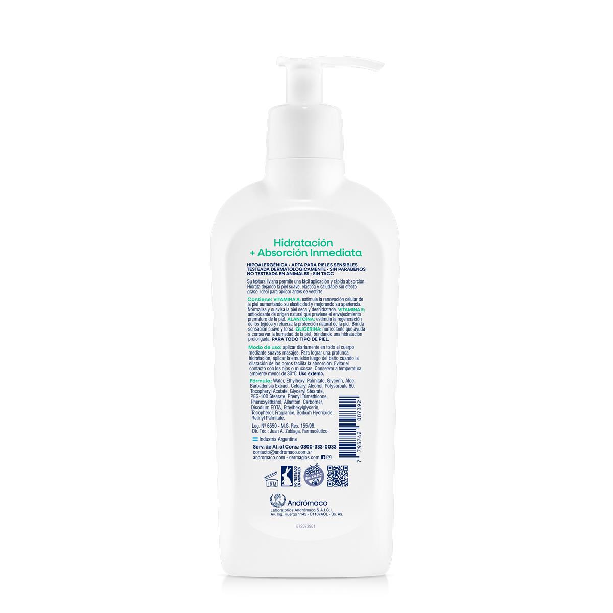 Dermaglós Corporal Emulsión Hidratación + Absorción Inmediata 300 ml image number 1