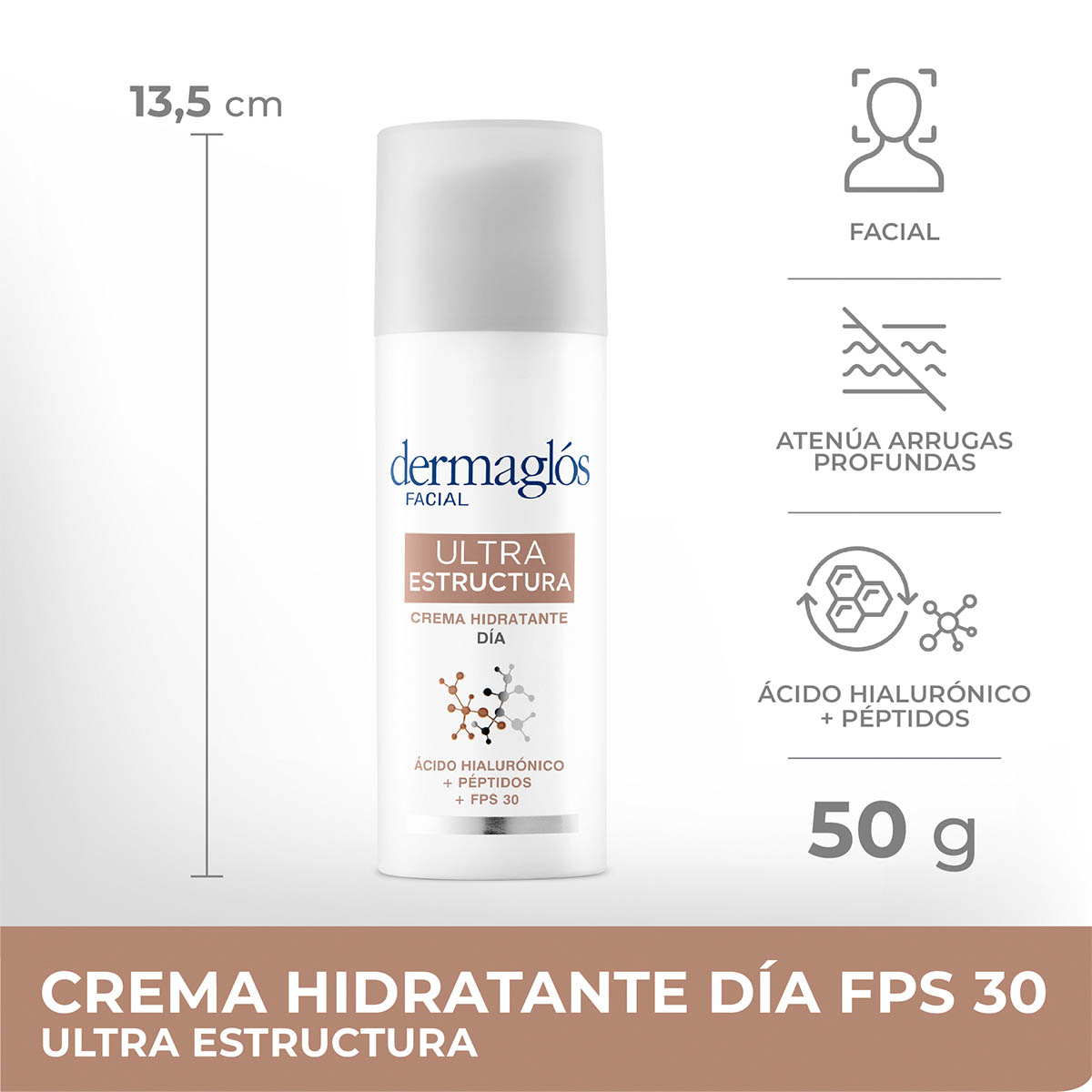Crema Dermaglós Hidratante Día FPS 30 Ultra Estructura 50 g image number 1