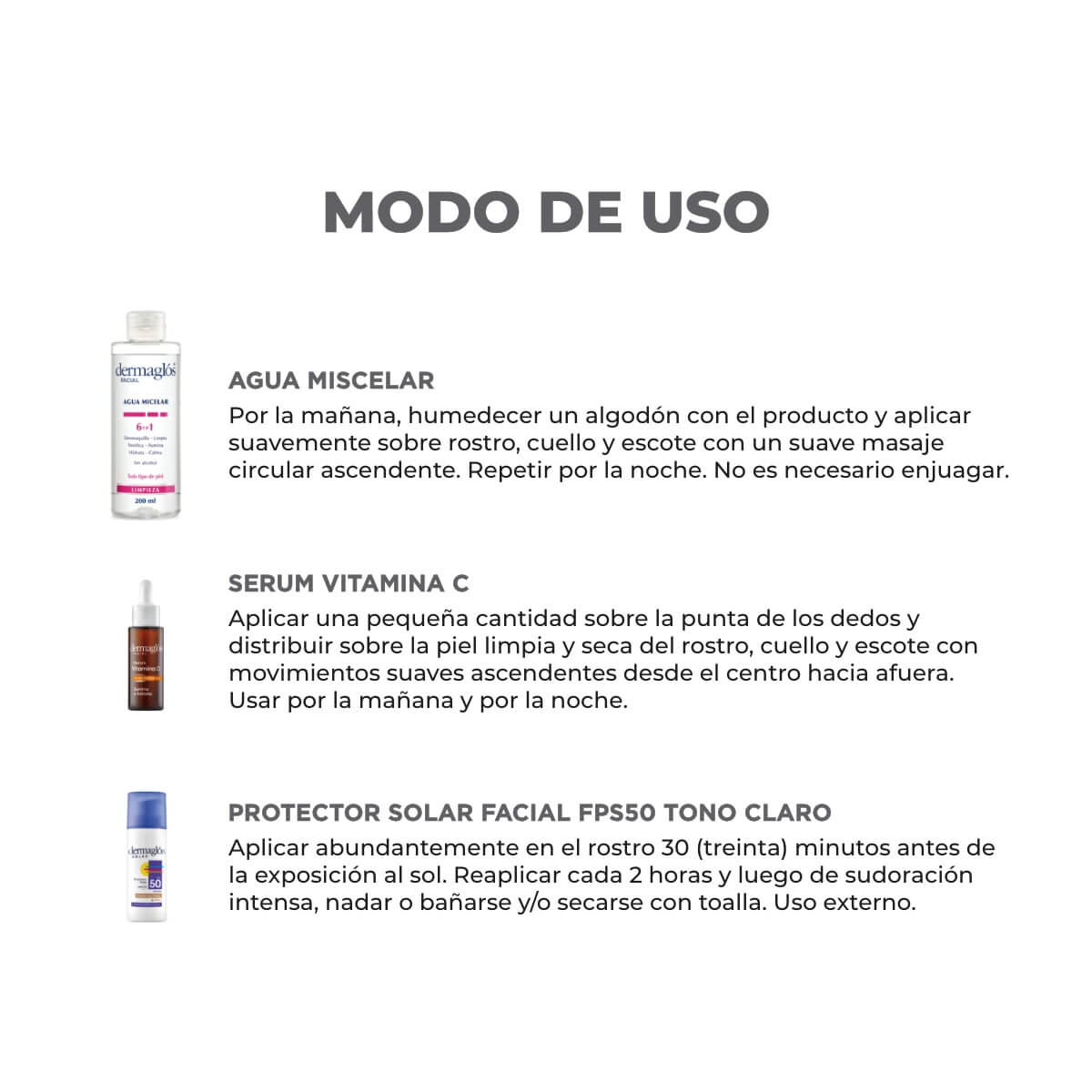 Kit Facial Dermaglós Serum Vit. C Protector Solar Tono Claro image number 2