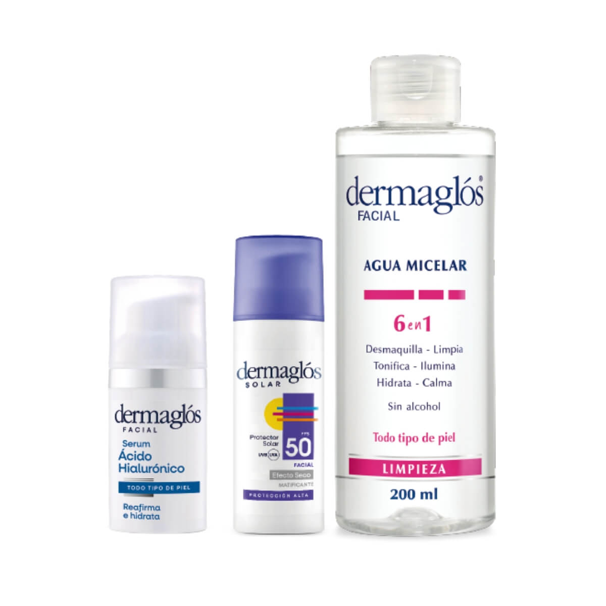 Kit Facial Dermagl&oacute;s Agua Micelar + Serum + Protector Solar  image number 0
