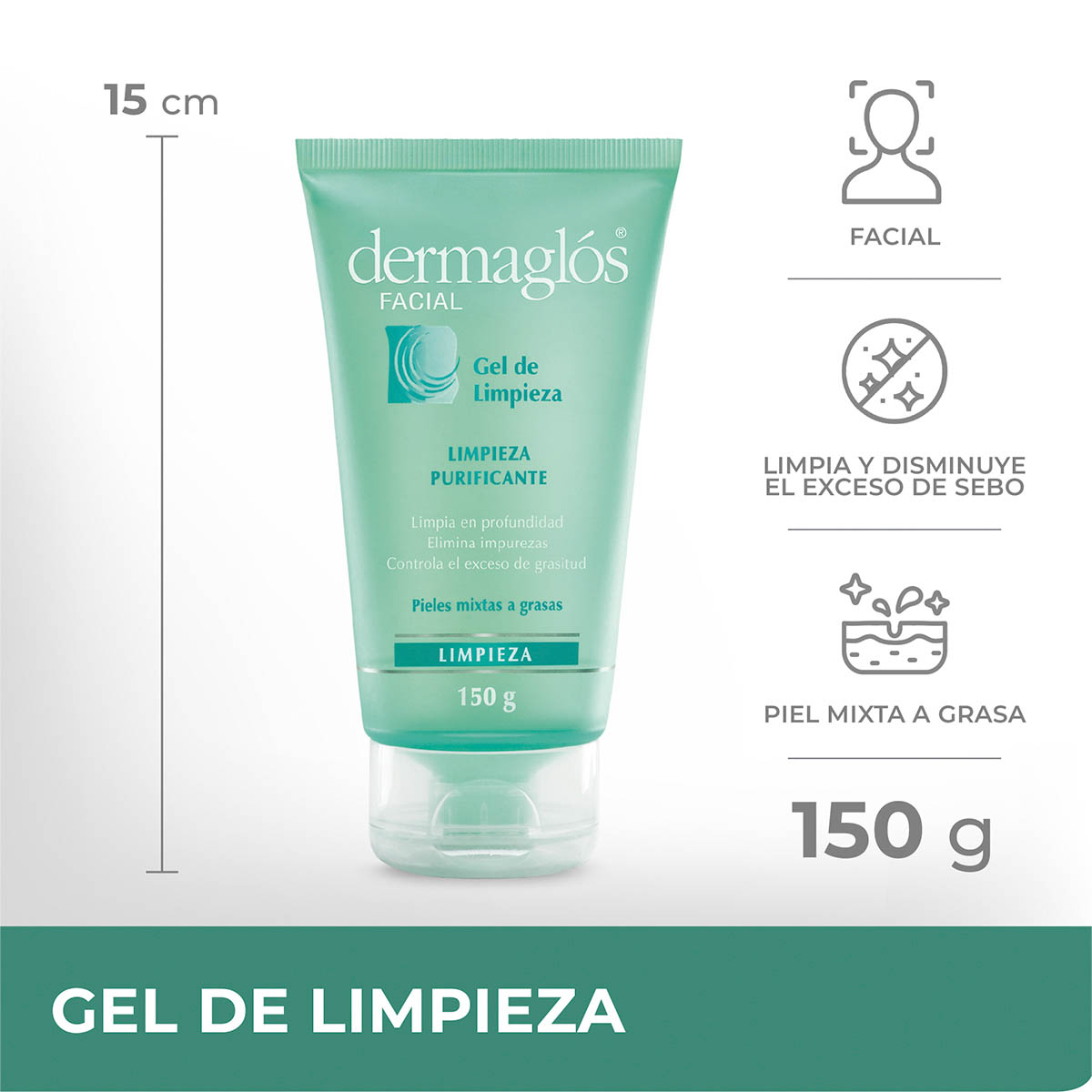 Dermagl&oacute;s Facial Gel de Limpieza Piel Mixta a Grasa 150 g