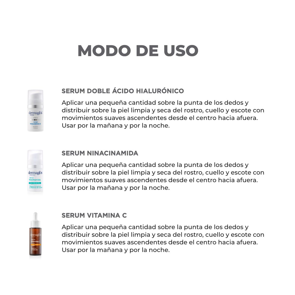 Kit Dermagl&oacute;s Serums &Aacute;cido Hialur&oacute;nico + Niacinamida + Vitamina C image number 2