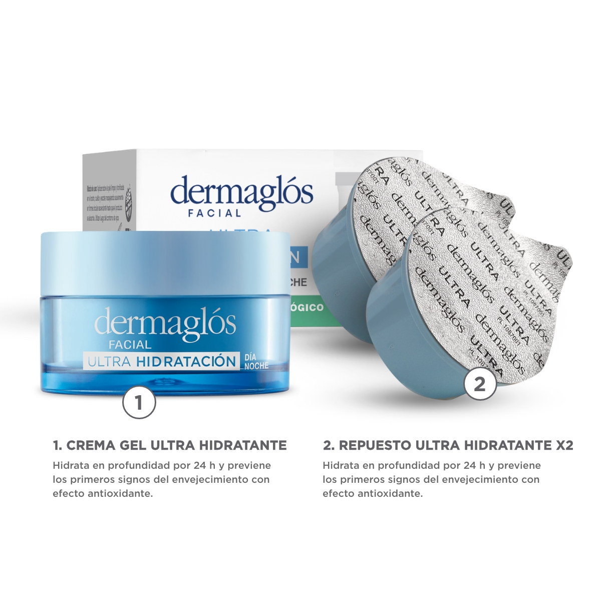 Kit Facial Dermaglós Ultra Hidratación + 2 Repuestos 50 g image number 1