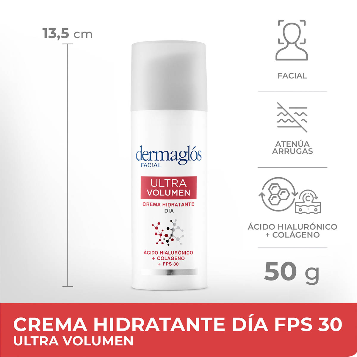 Dermaglós Facial Crema de Día Ultra Volumen con FPS 30 50 g image number 1